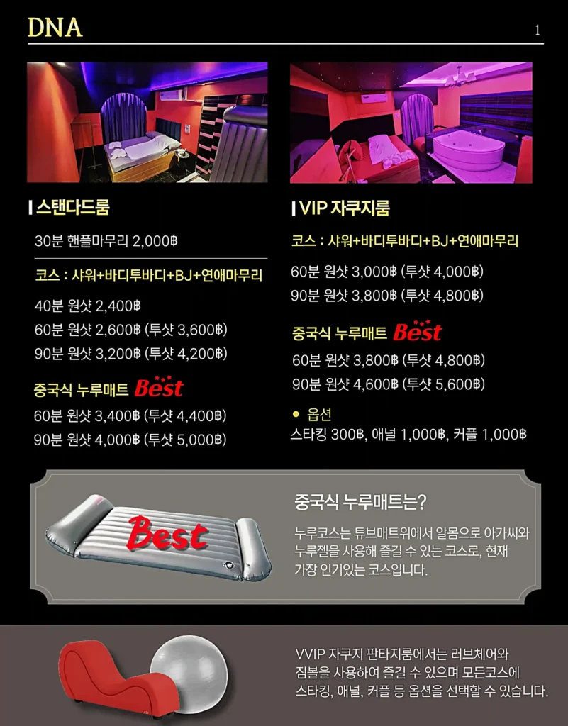 방콕유흥 DNA 메뉴판 1
